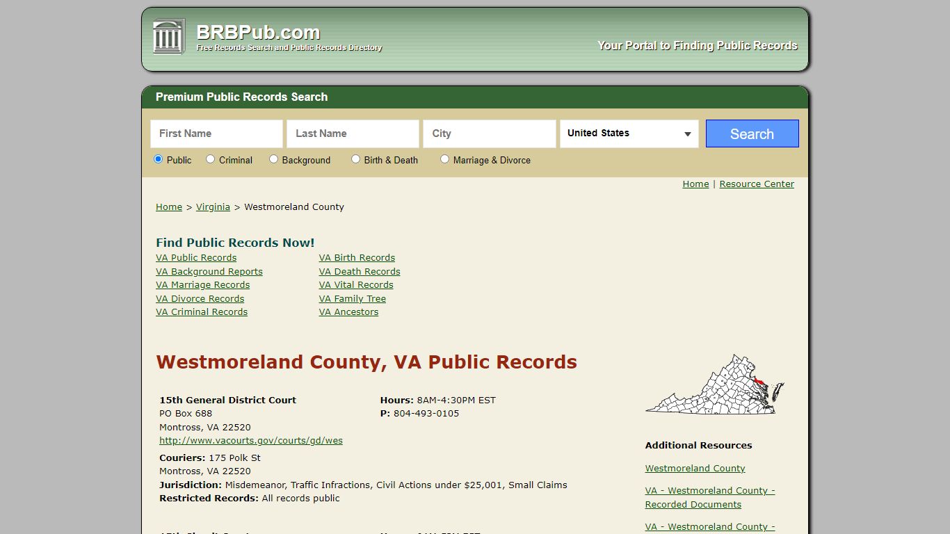 Westmoreland County Public Records | Search Virginia ...